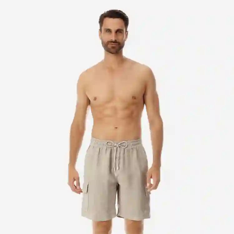 صورة Erkek Baie Keten Bermuda