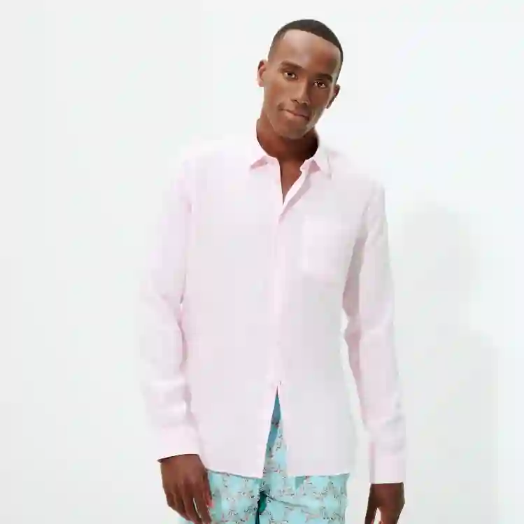 صورة Erkek Caroubis Keten Gömlek