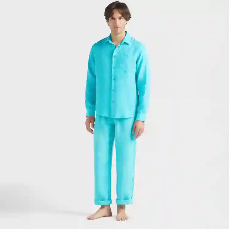 صورة Erkek Caroubis Keten Gömlek