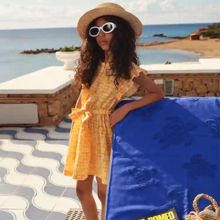 صورة Kız Çocuk Turtle Vichy Ganache Elbise